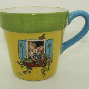 Vintage 1999 Mary Engelbreit Teleflora Gift Ceramic Pot Coffee Mug, Planter